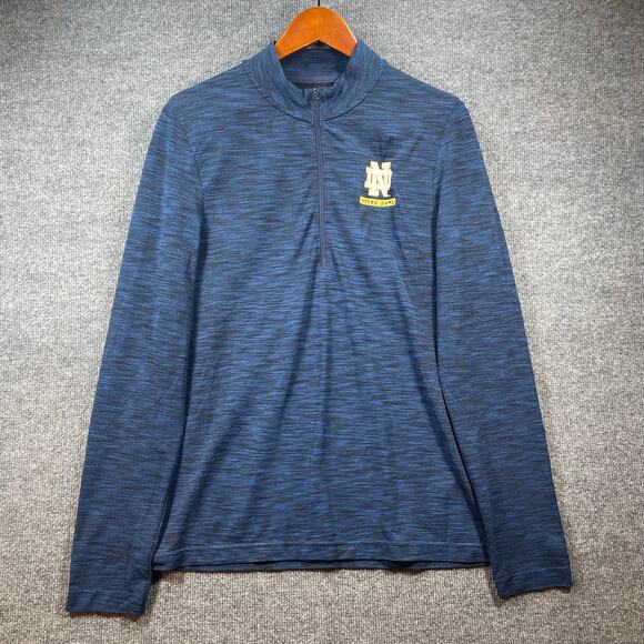 Under Armour 1/4 Zip Pullover Men's Large Blue Notre Dame Football Activewear - Picture 1 of 9